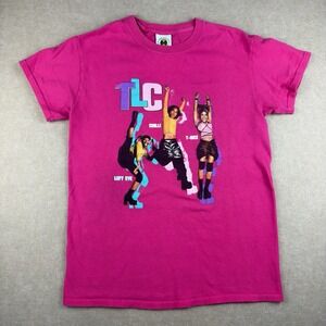 TLC Shirt Women's S Pink Graphic Tee Left Eye T-Boz Chilli Cross Colours Hip Hop